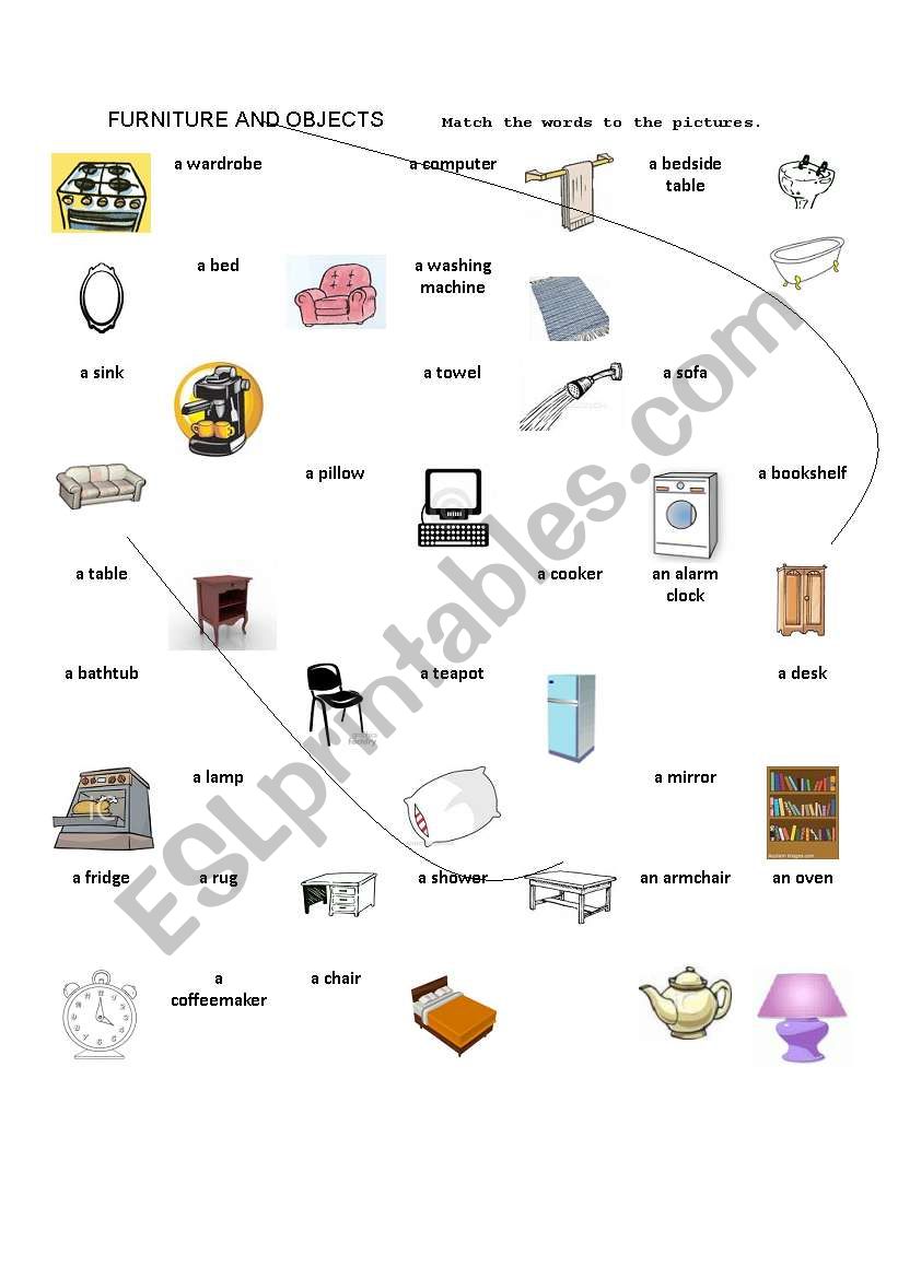 furniture and objects worksheet