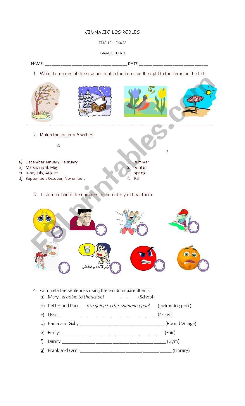 test; seasons, weather and feelings