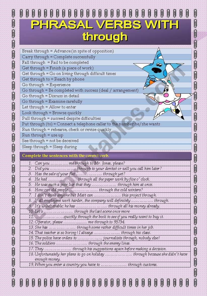 PHRASAL VERBS: THROUGH worksheet