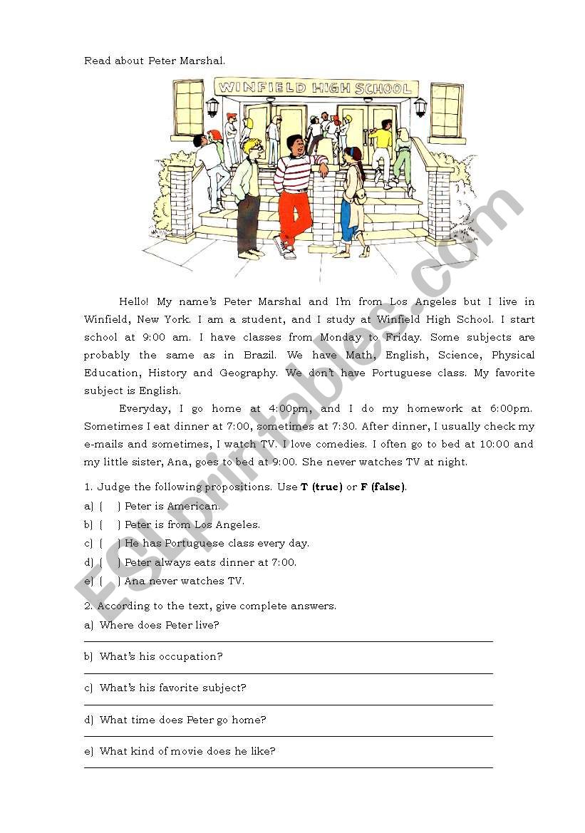 Peter Marchals routine worksheet