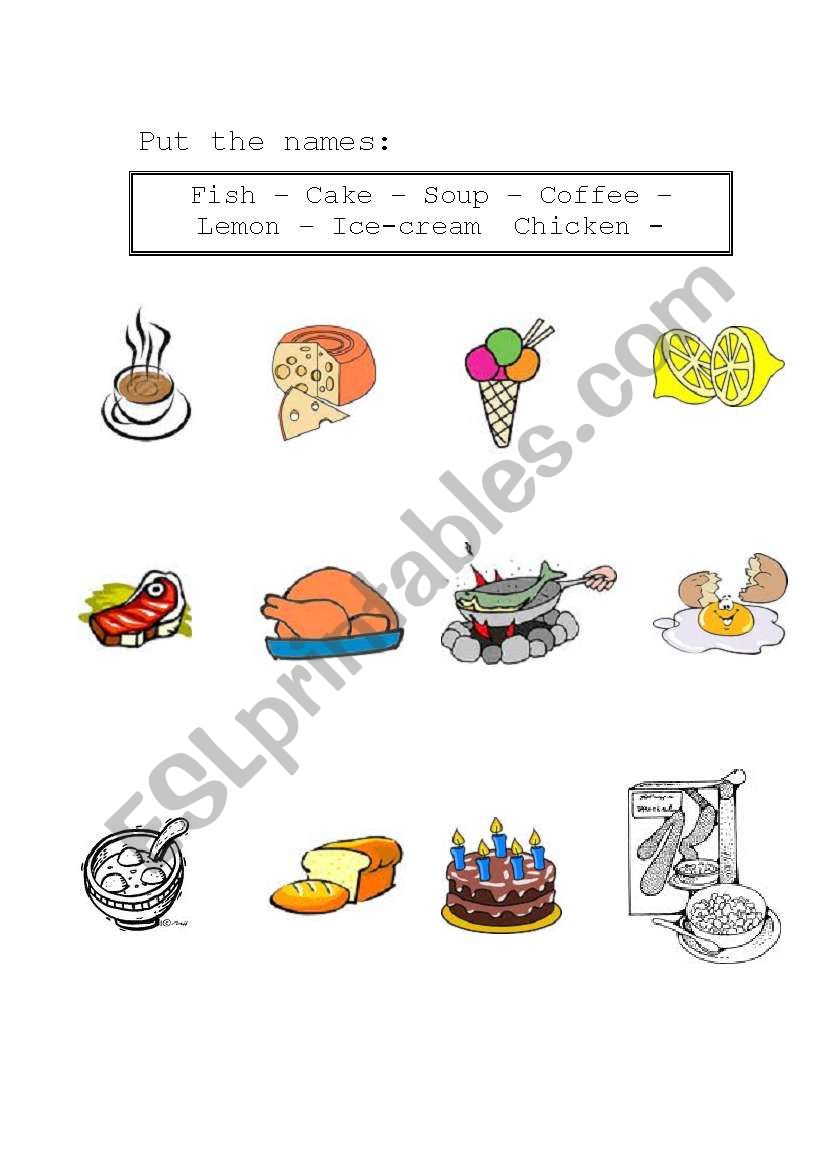 Food worksheet