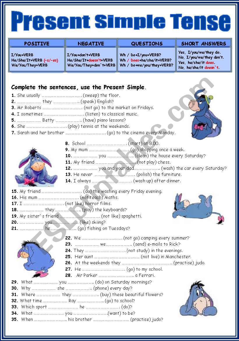 Present Simple Tense worksheet