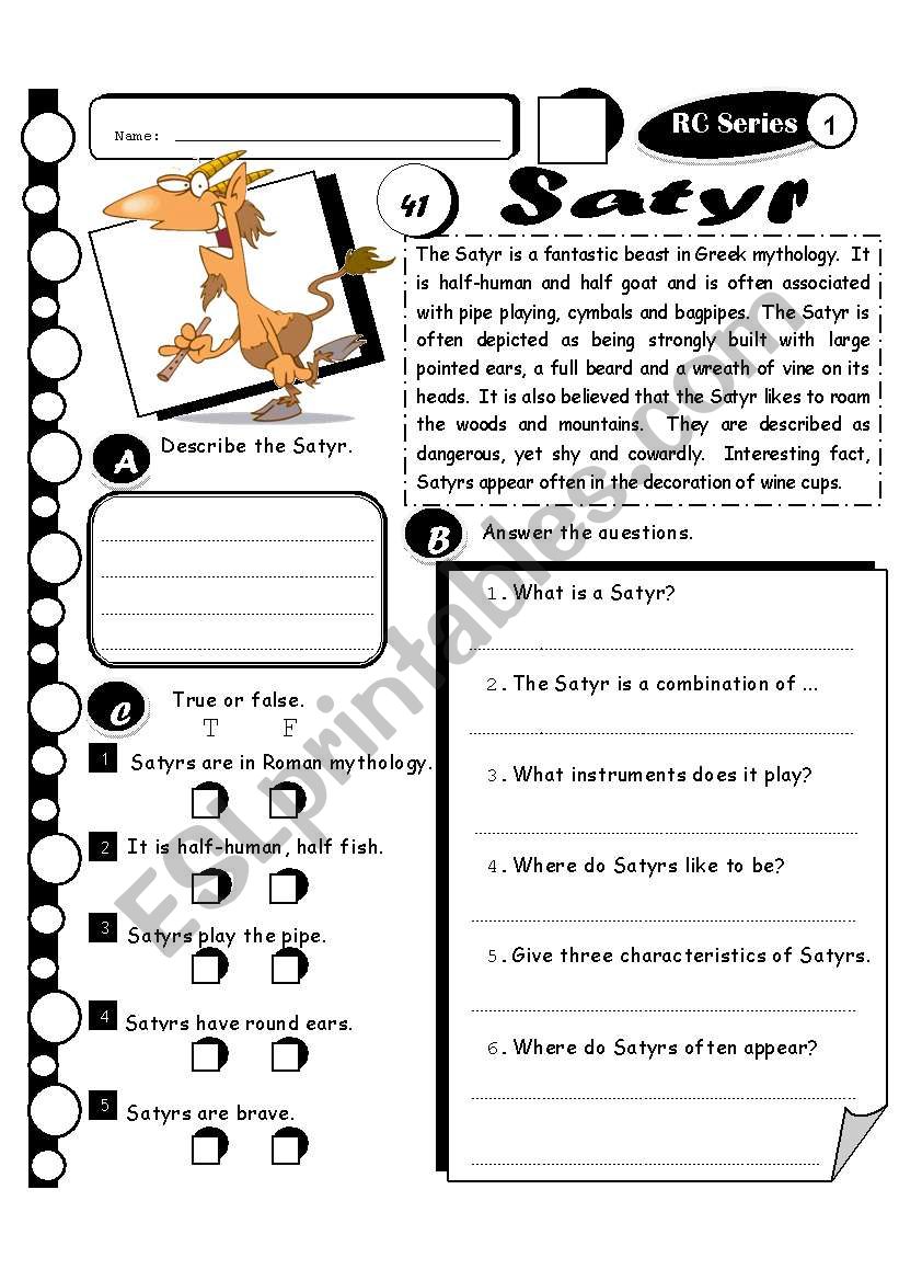 RC Series Level 1 - 41 Satyr (Fully Editable + Answer Key)