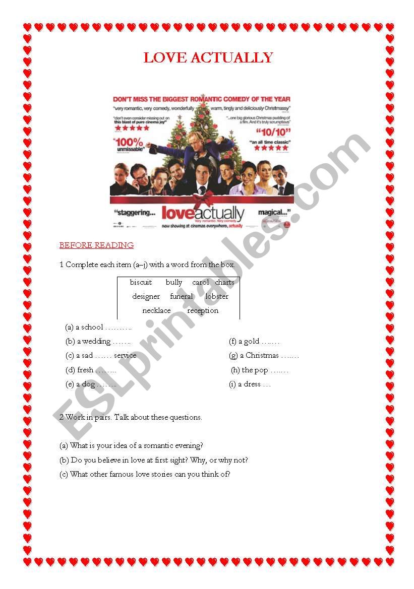 LOVE ACTUALLY worksheet