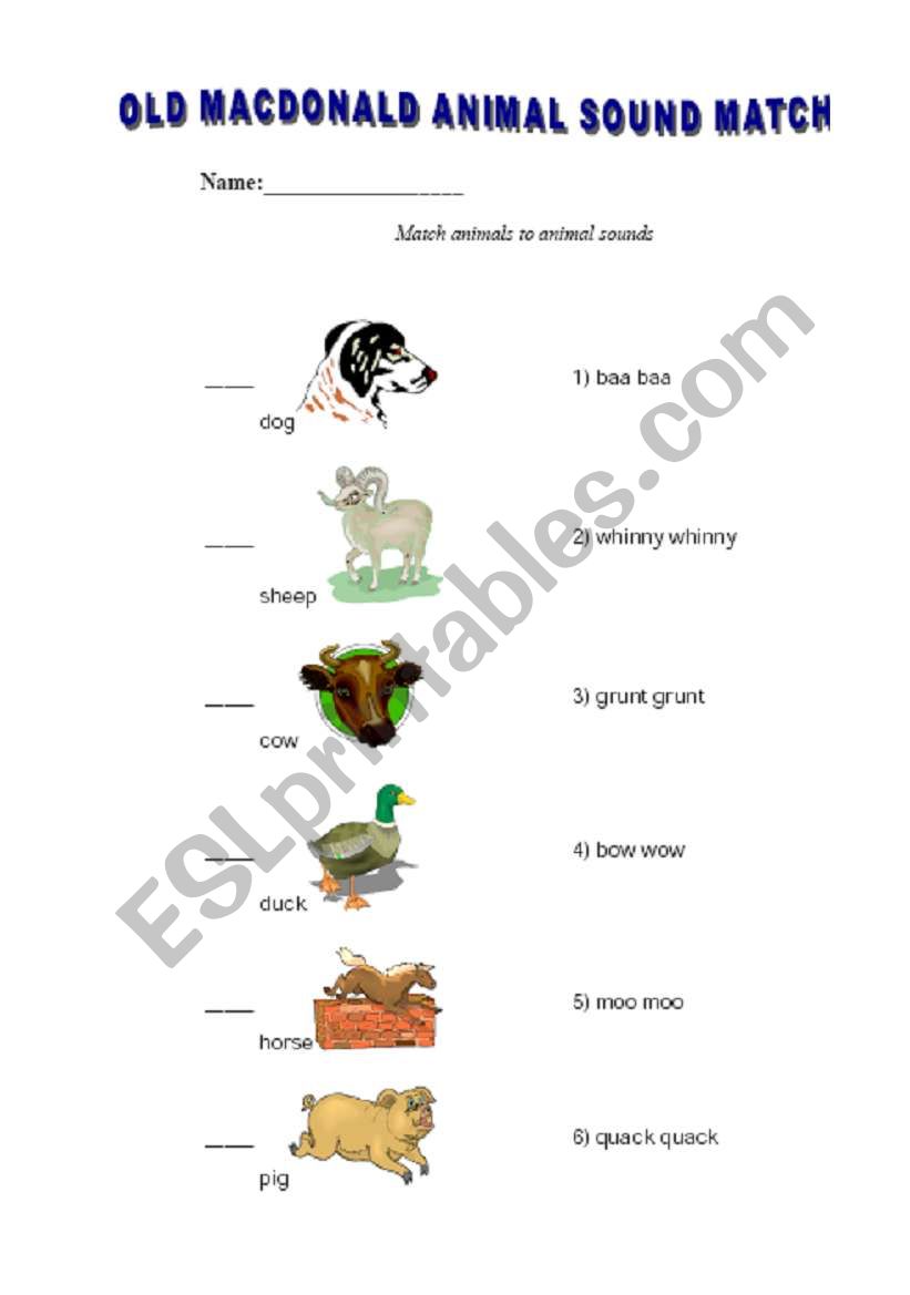 Old MacDonald´s animals sounds - ESL worksheet by celiamc Old MacDonald´s animals sounds - ESL worksheet by celiamc
