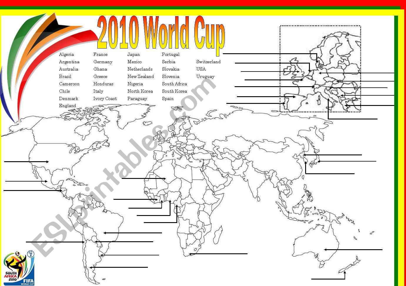 World Cup Map worksheet