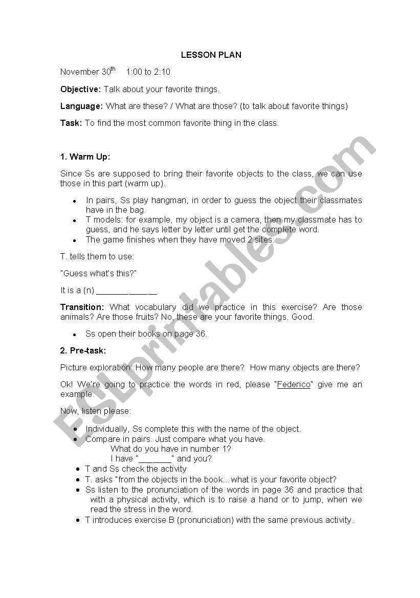 LESSON PLAN worksheet