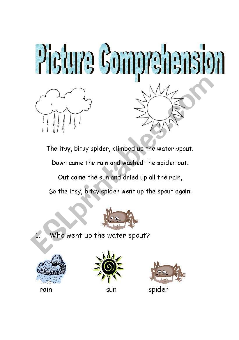 Itsy Bitsy Spider Picture Comprehension