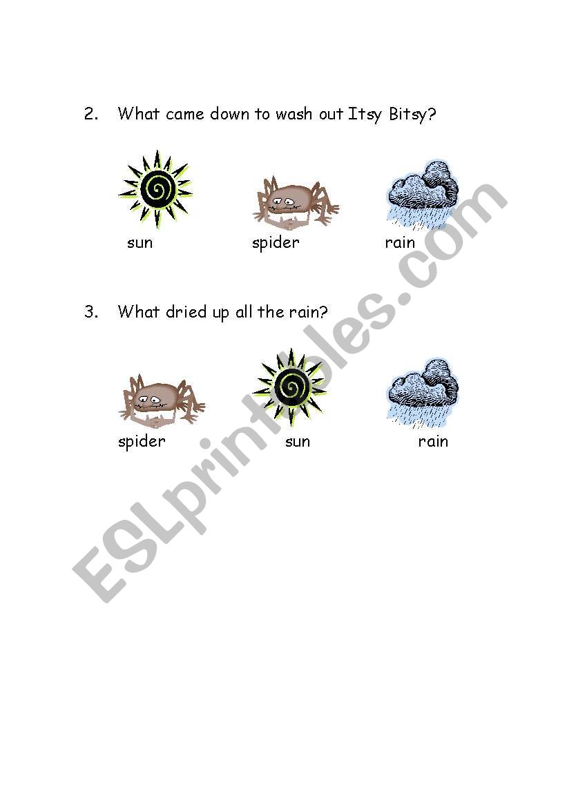 The Itsy Bitsy Spider Song - ESL worksheet by carolinekmurray