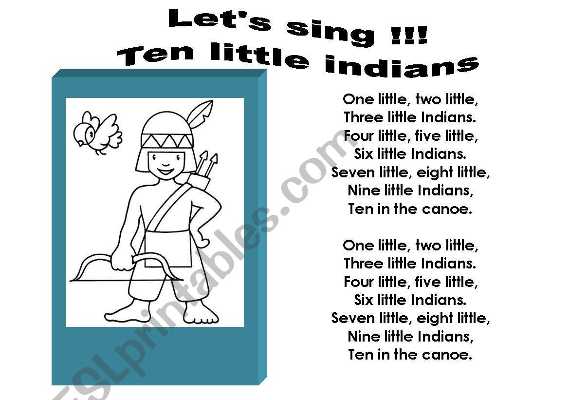 Ten little indians worksheet