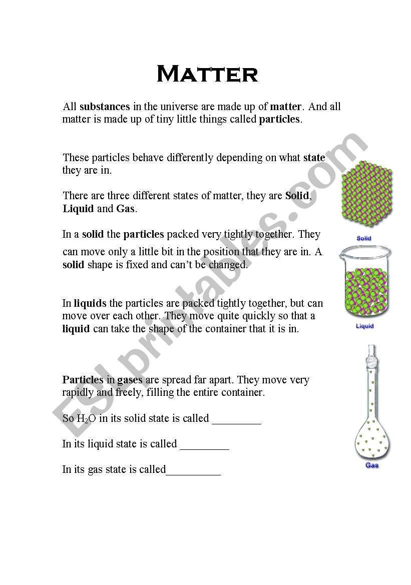 States of Matter (unit) worksheet