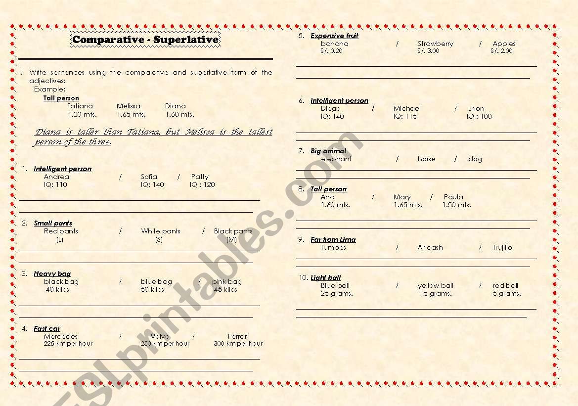 Comparative and Superlative form