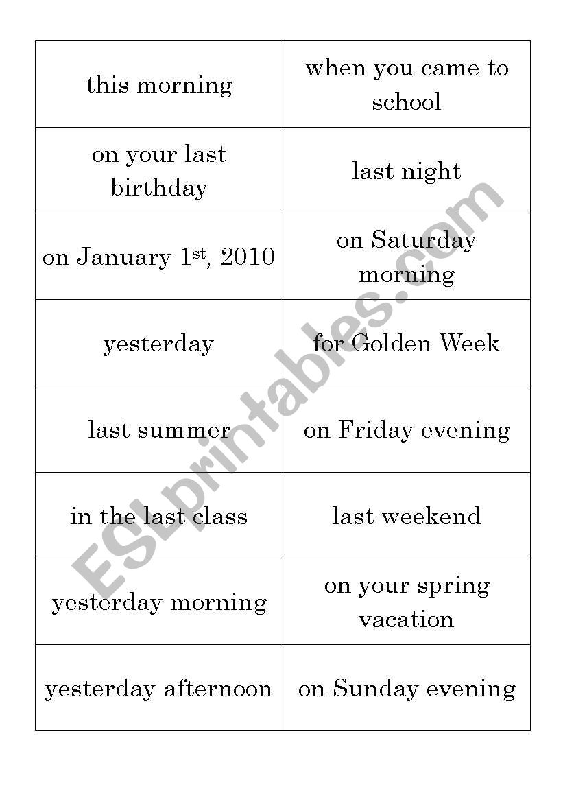 What did you do ___? worksheet