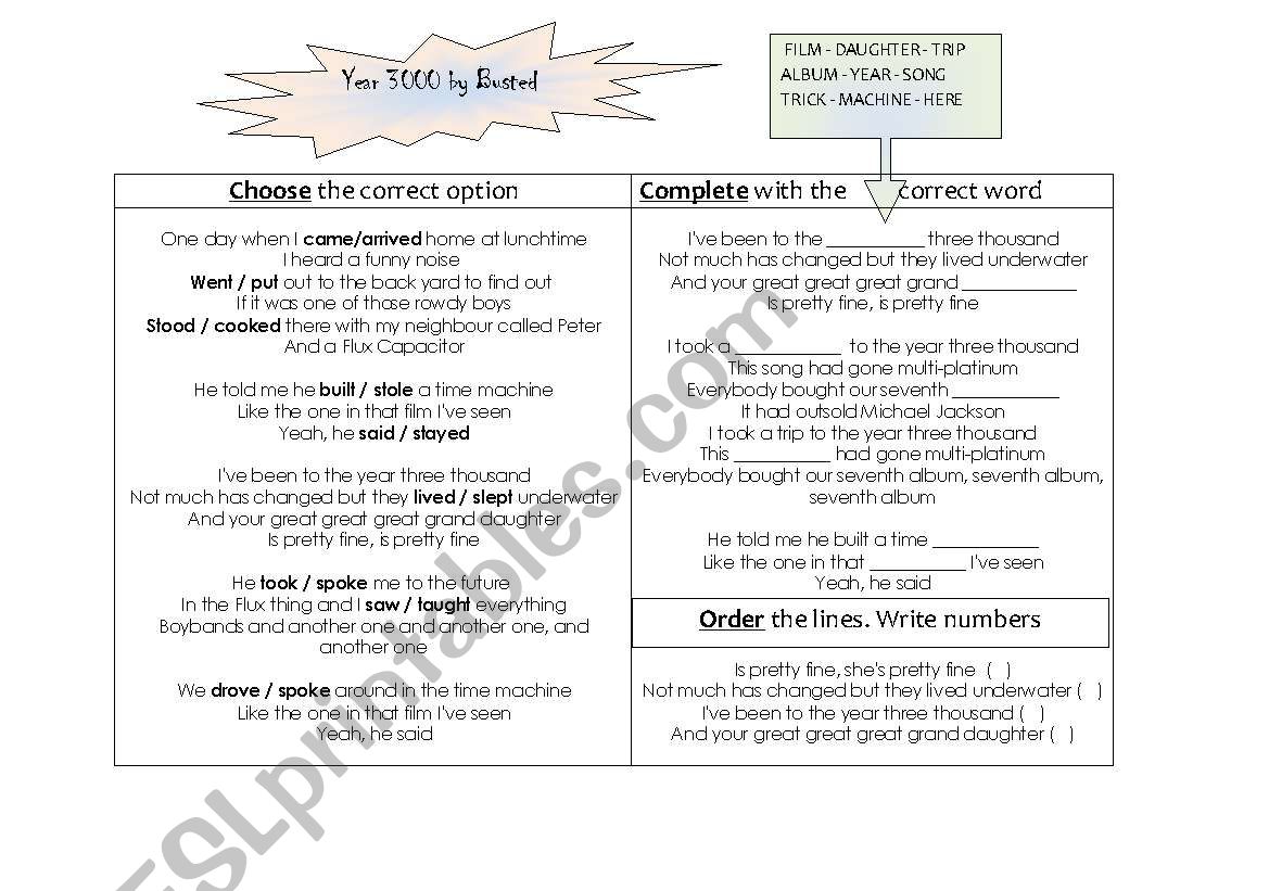 Song  worksheet