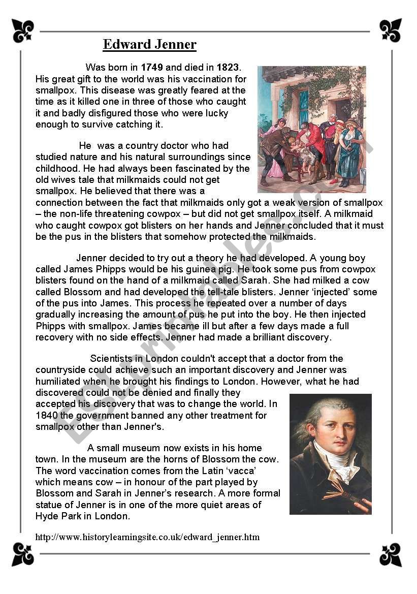 Edward Jenner worksheet