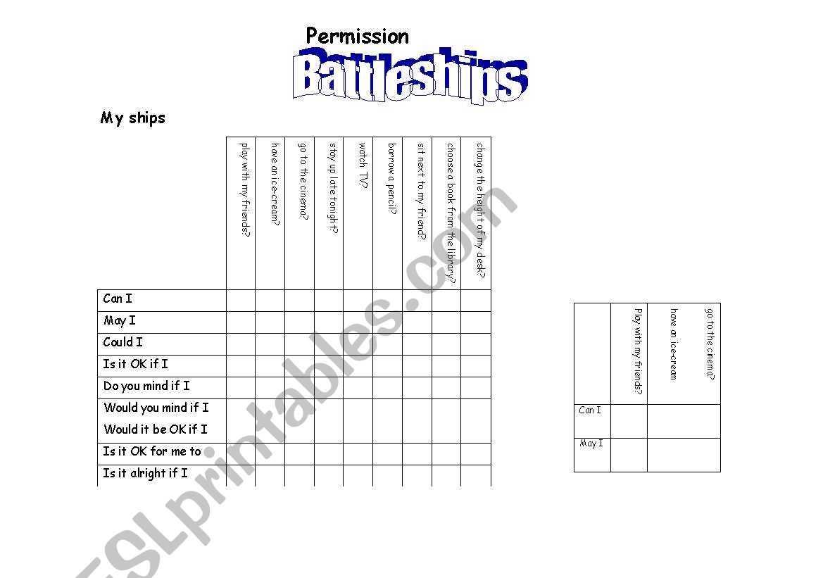 Permission battleships worksheet