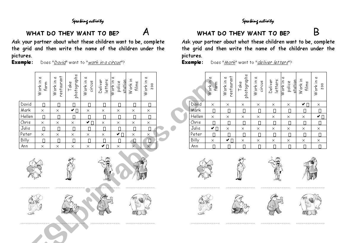 What do you do? game worksheet