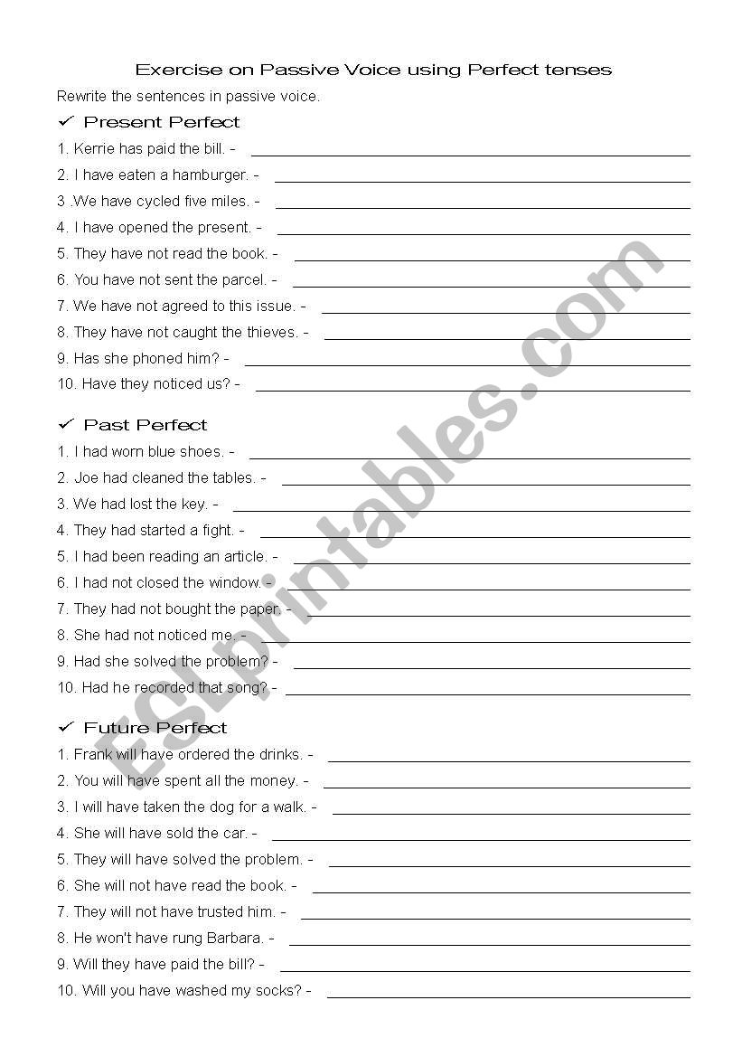 Passive Voice Exercises worksheet