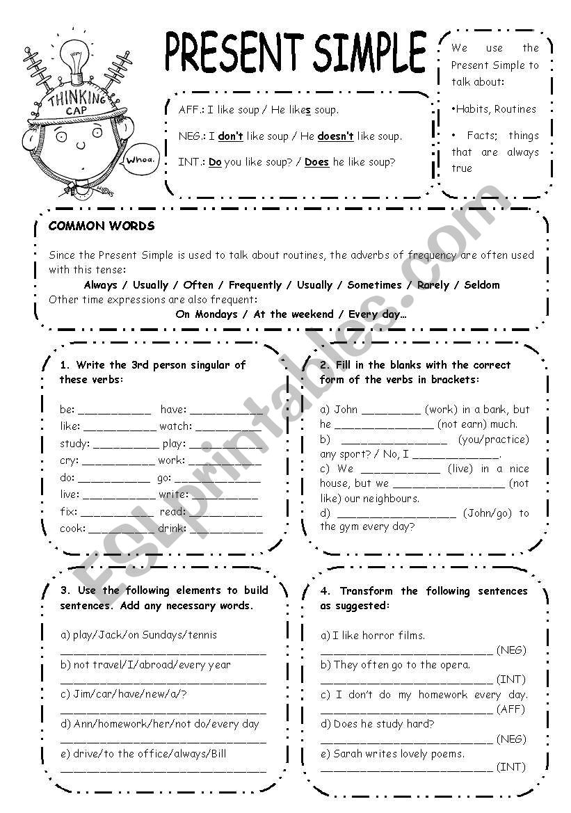 PRESENT SIMPLE EXERCISES worksheet