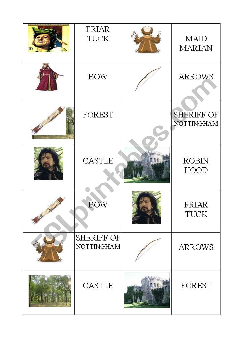 Robin Hood Dominoes worksheet