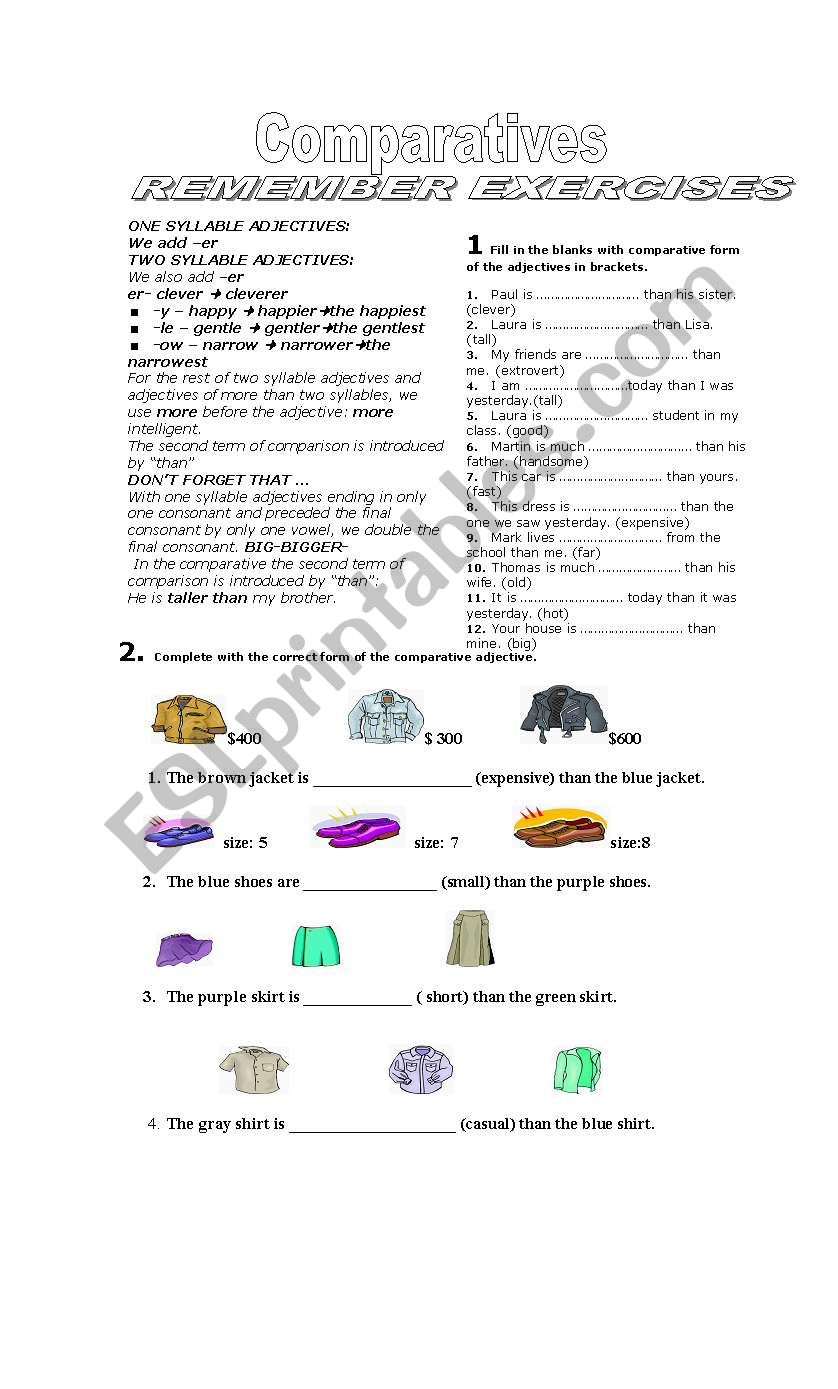 comparatives worksheet