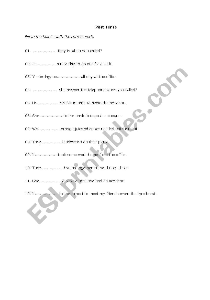 simple past worksheet