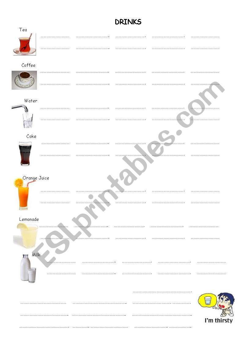 DRINKS worksheet