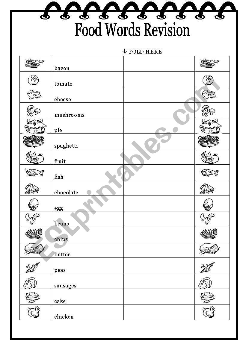 Food Words Revision worksheet