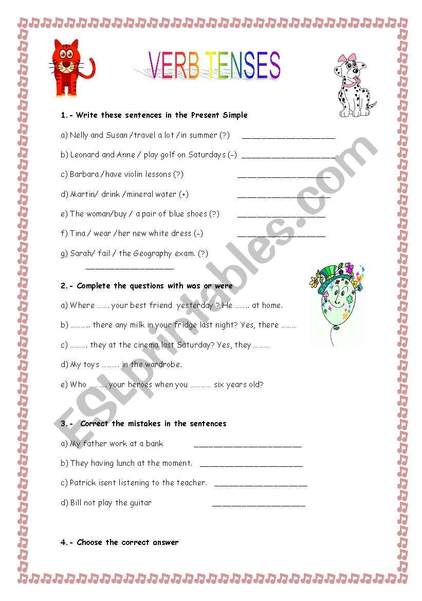 VERB TENSES worksheet