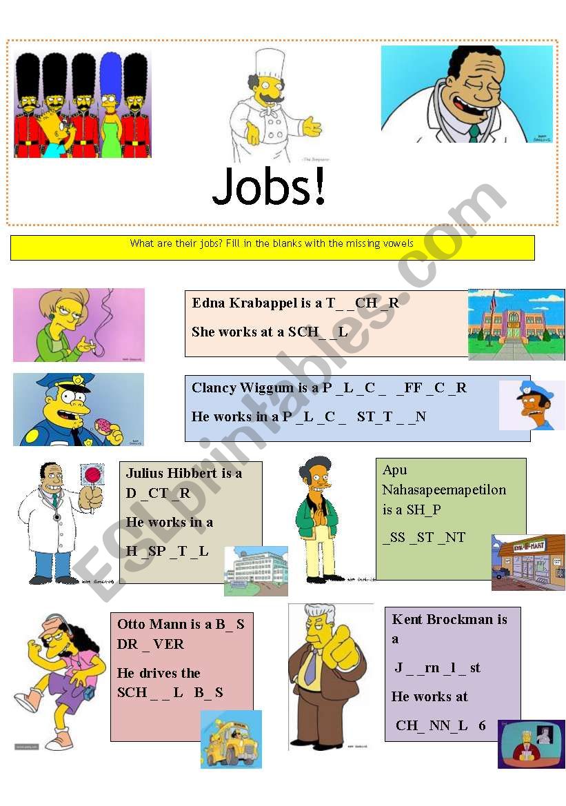 Jobs! worksheet