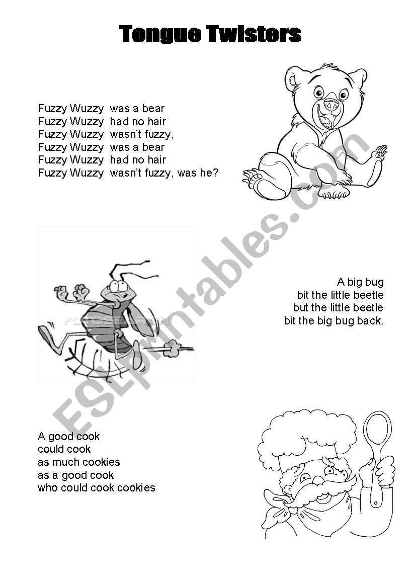 Tongue twisters worksheet