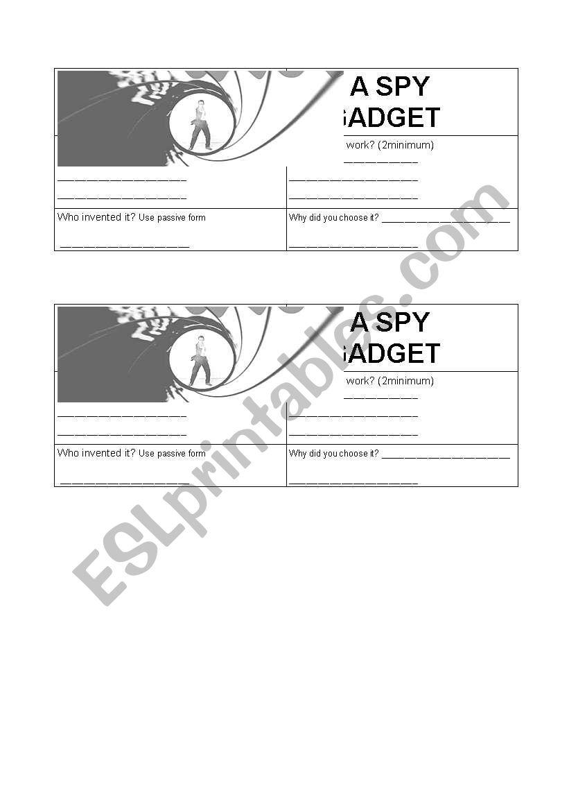 A spy gadget worksheet