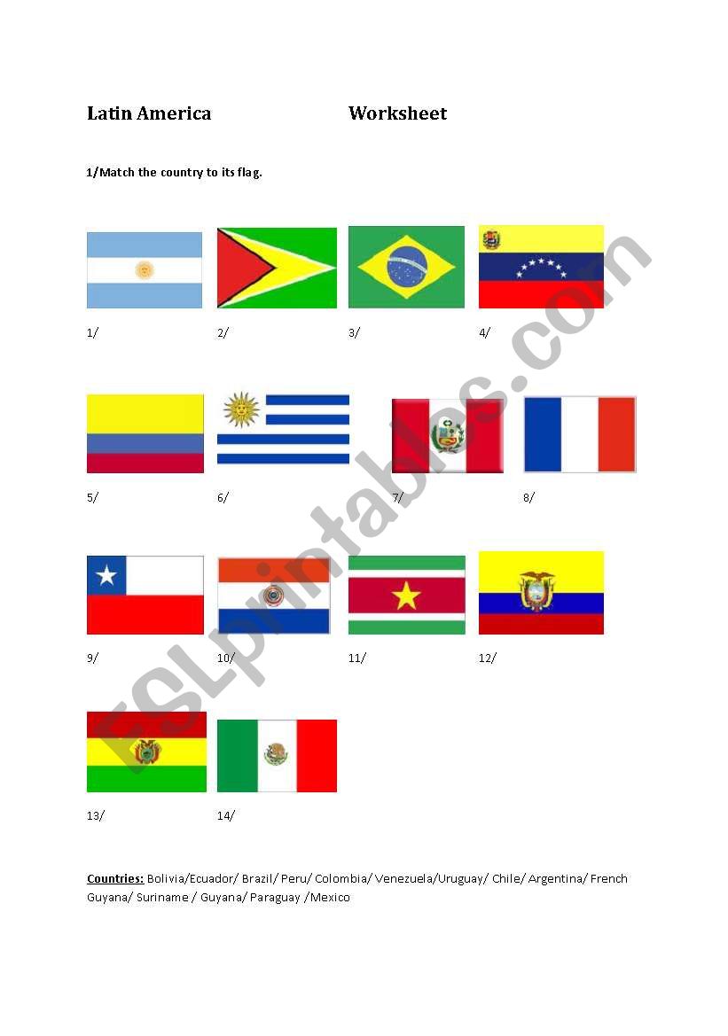 Latin America worksheet