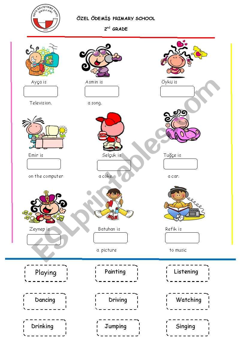 Present continious for kids  worksheet