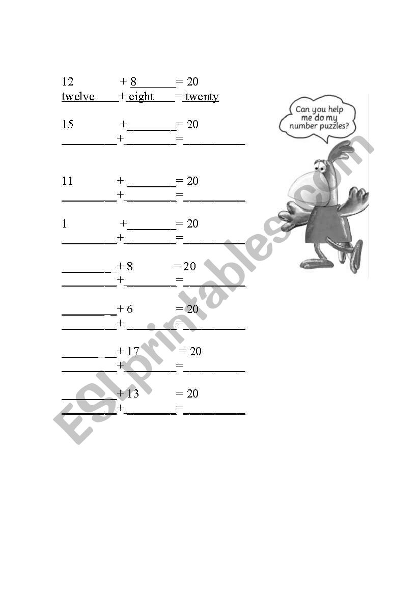 writing numbers and math worksheet