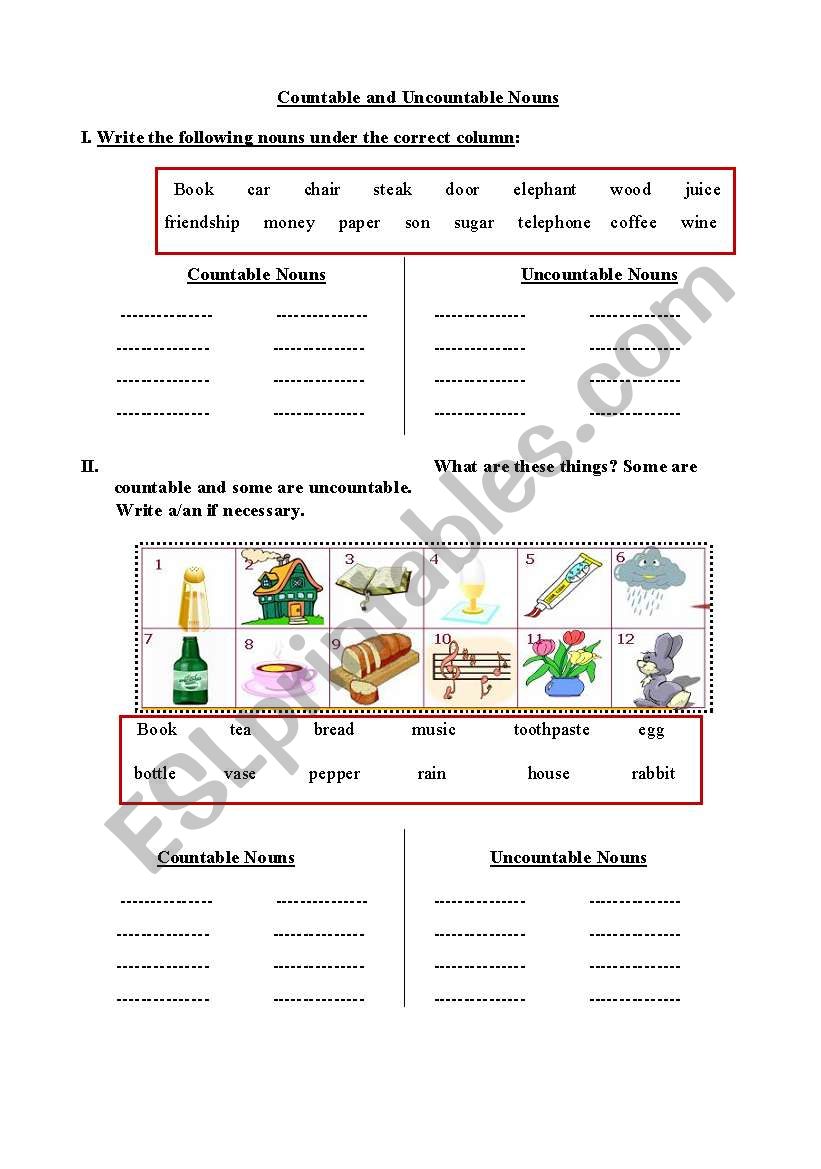 countable and uncountable nouns