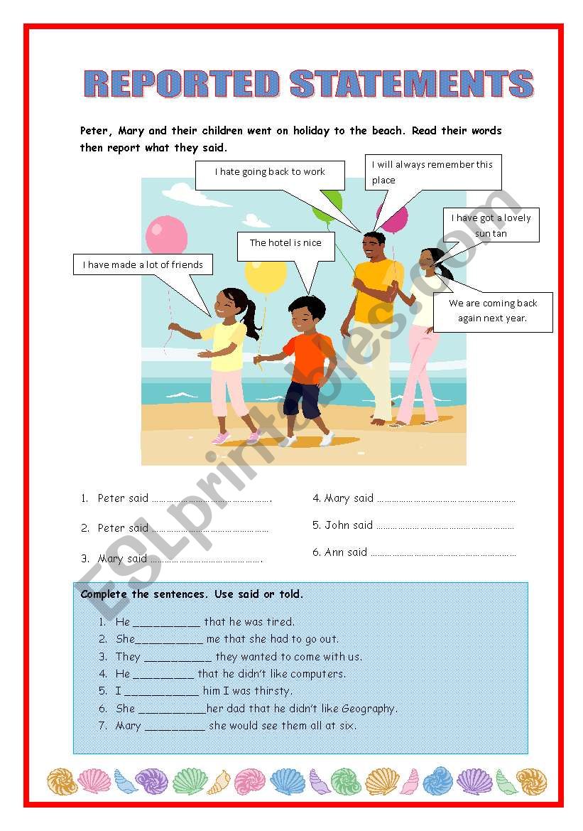 REPORTED STATEMENTS worksheet
