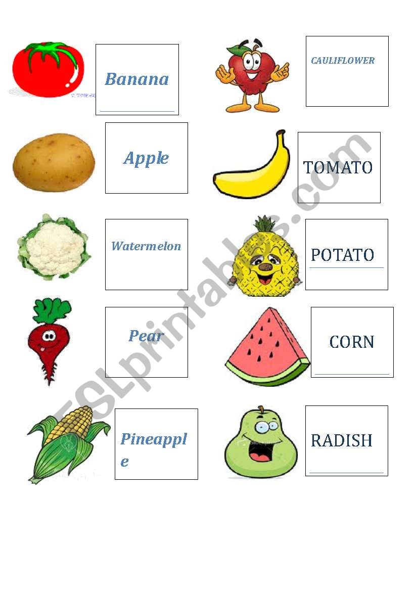 Fruits and Vegetables Domino worksheet
