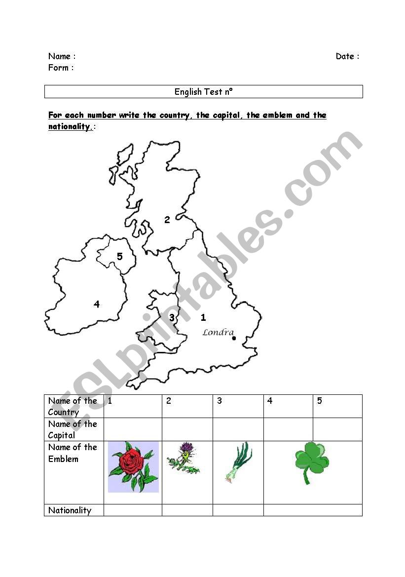 The English isles worksheet