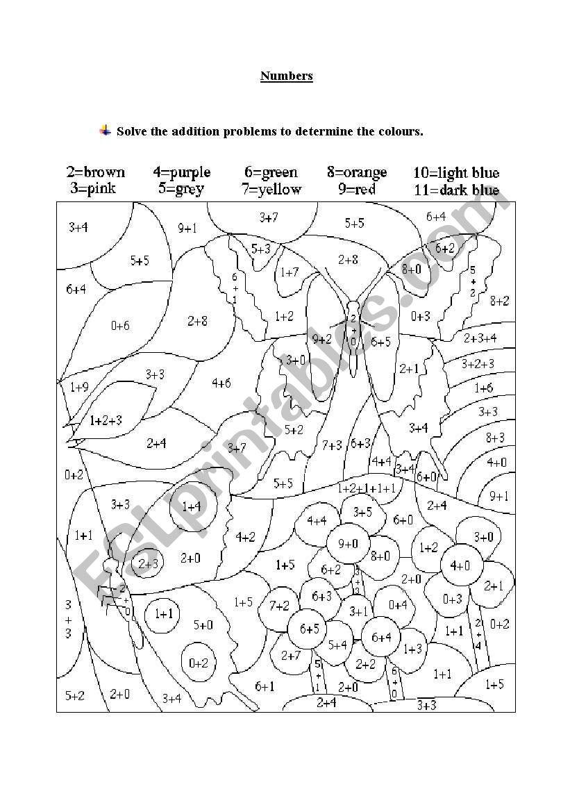 make addiction and colour worksheet