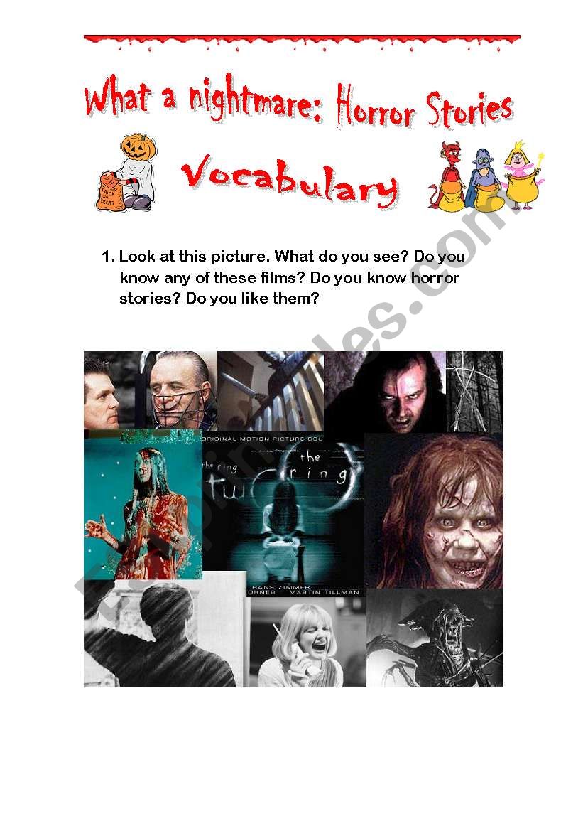 Horror stories worksheet