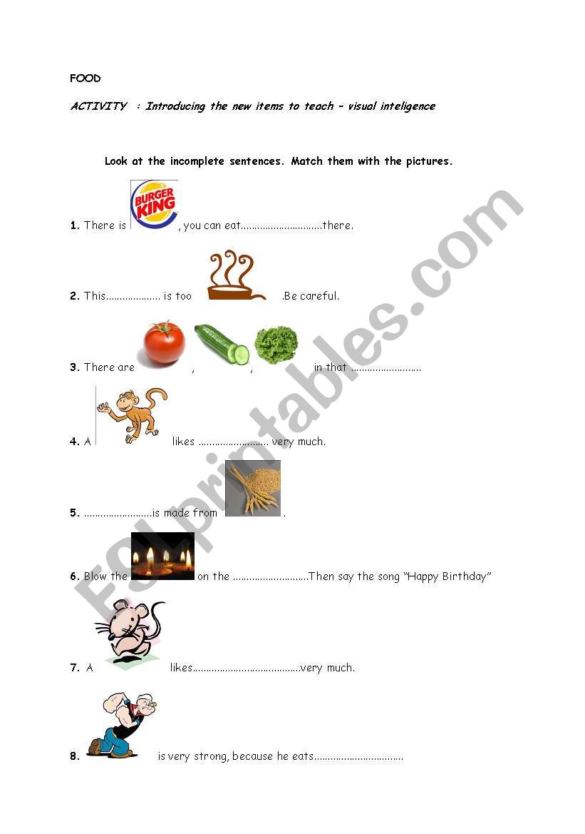 Vocaulary Activity for Visual Inteligence ( visual lerarners) - Multiple Inteligence - 