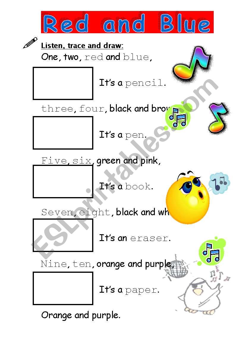 COLOURS SONG worksheet