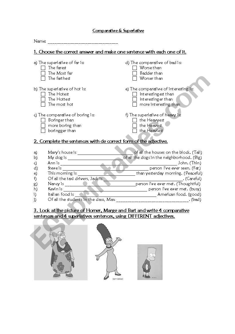 Comparative & superlative  worksheet