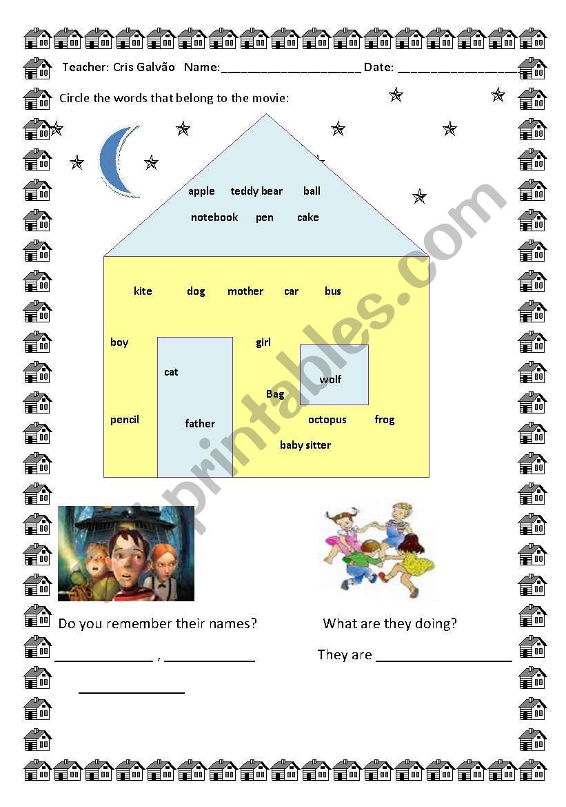 the monster house worksheet