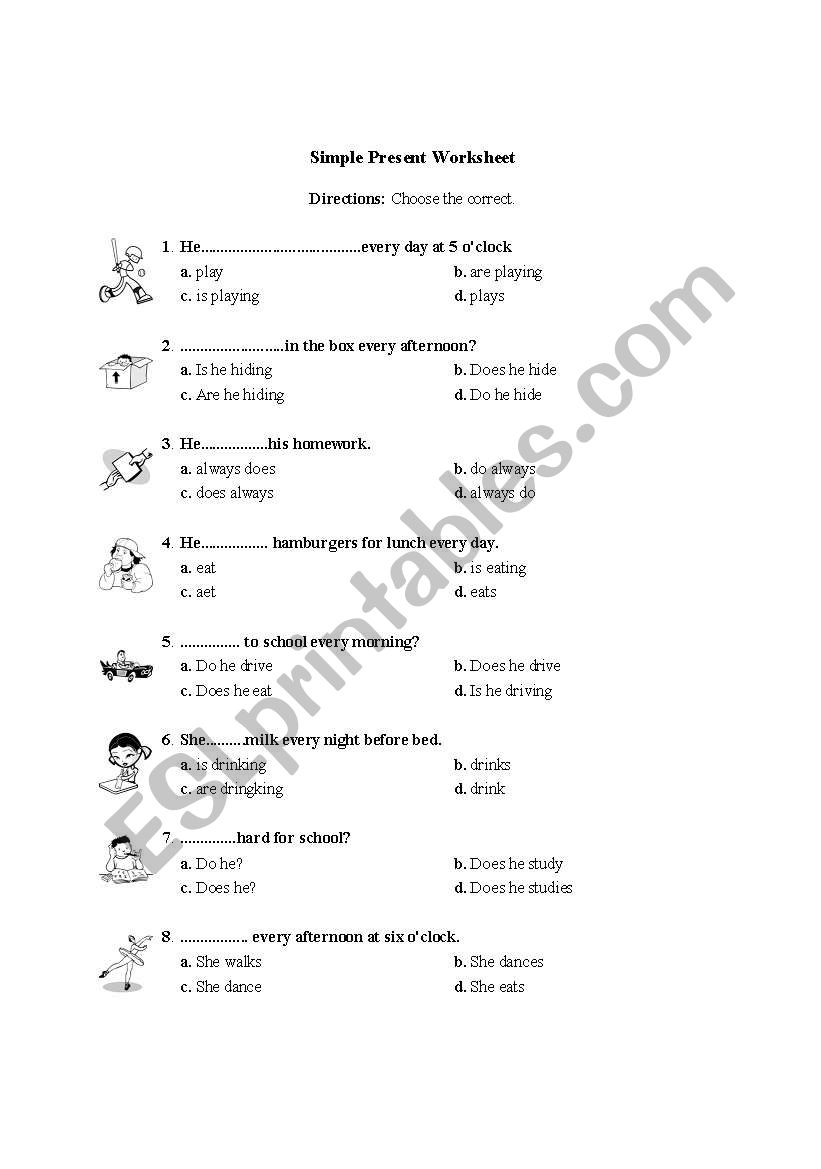 present simple exercises worksheet