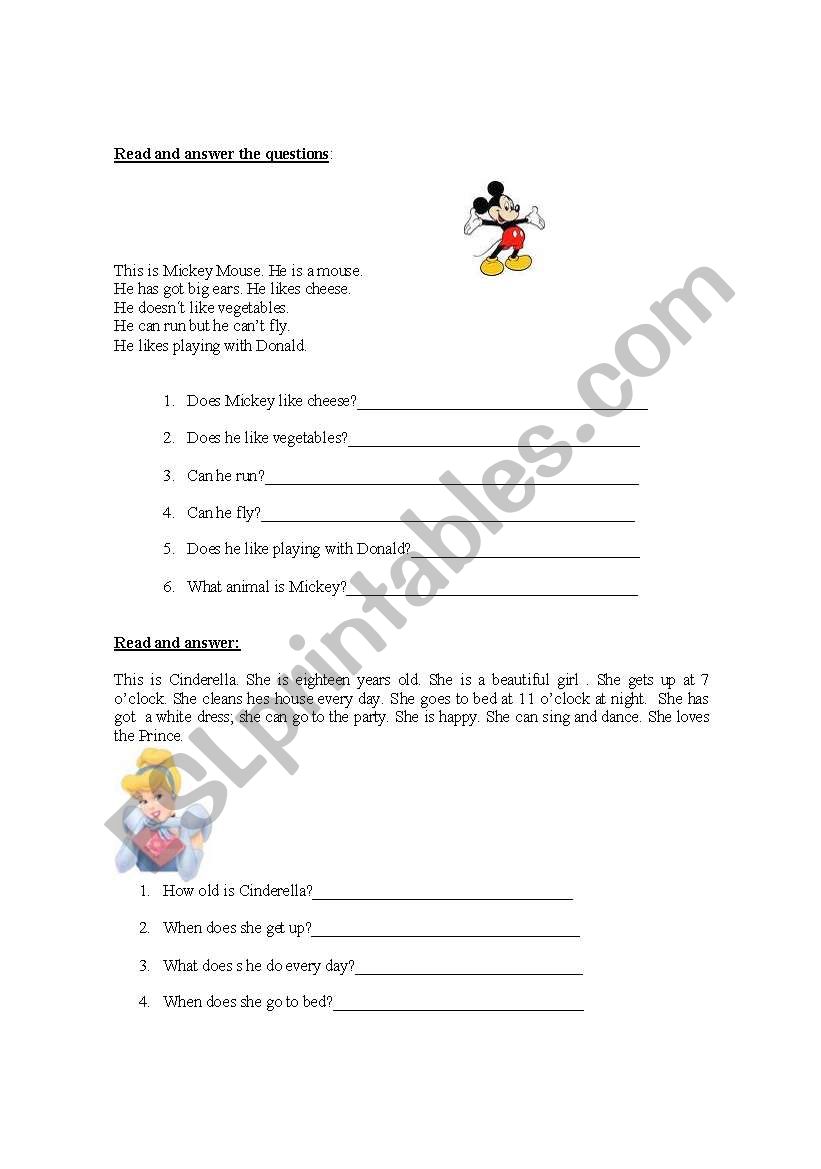 reading comprehensions worksheet