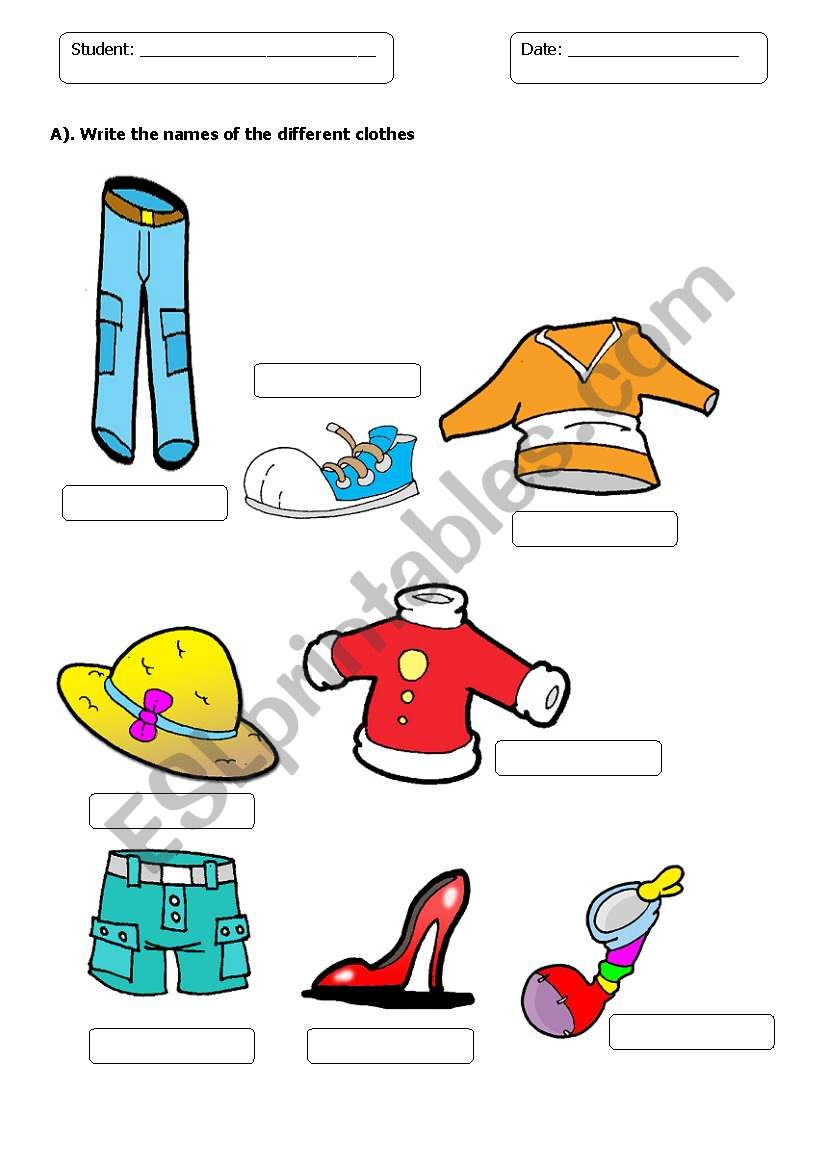 Clothes worksheet