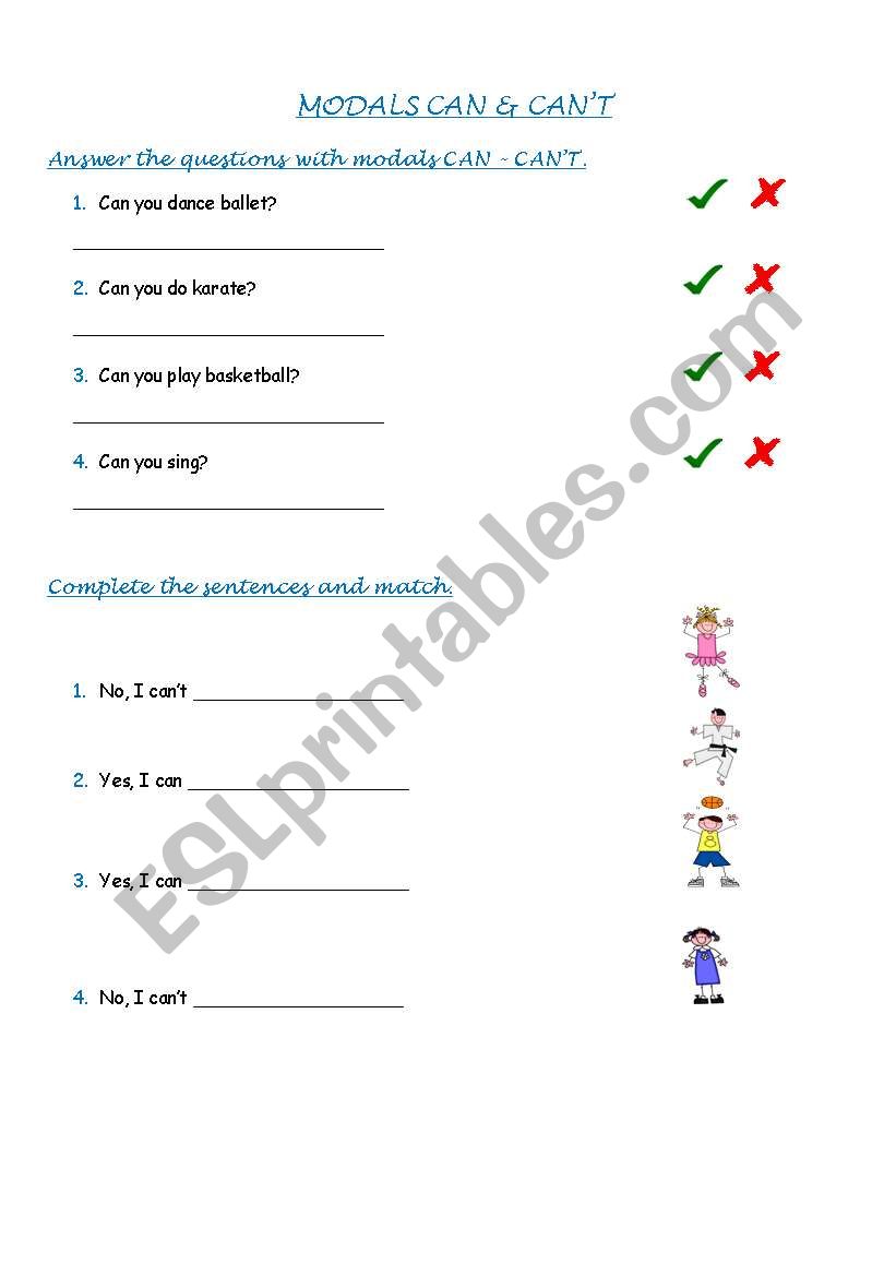 modal can - cant worksheet