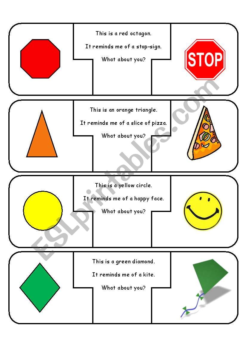 3 Part Puzzle Cards to Review Shapes, Colours and Objects